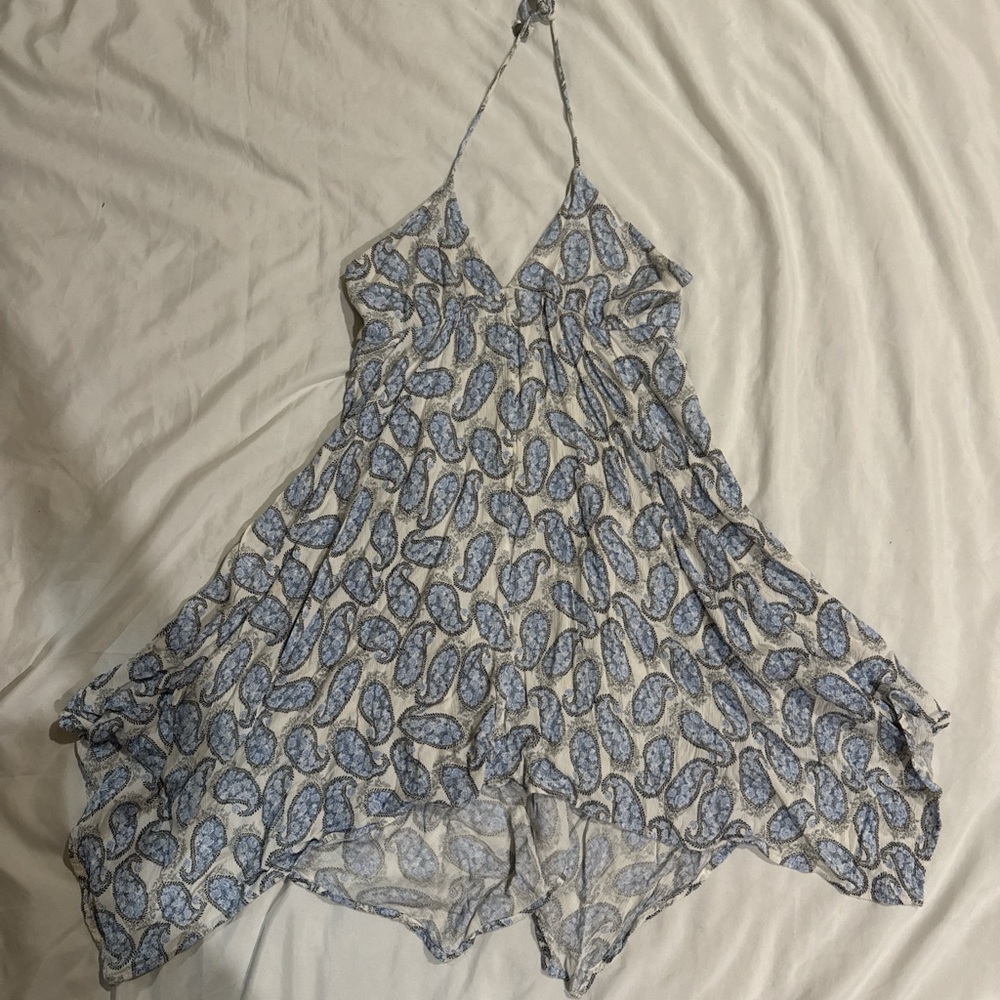 Blue Paisley Halter Dress